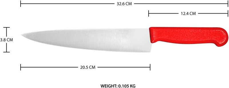 Kitchen Master 8 Inch Stainless Steel Professional Chef Knife with Red Handle - Image 2
